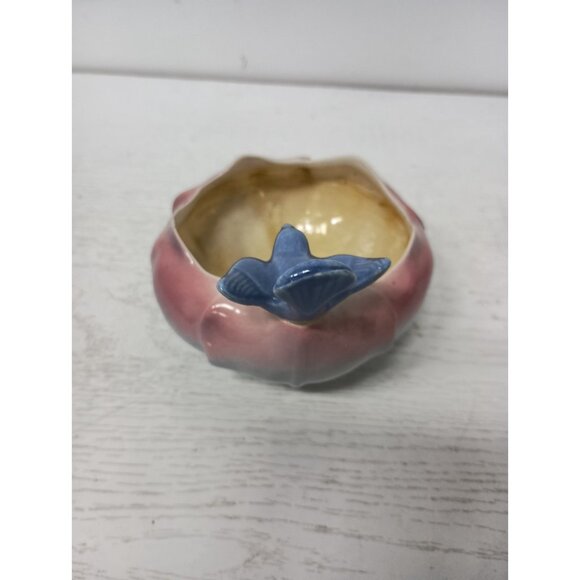 VTG Royal Copley Ceramic Blue Bird On Petal Bowl Planter Mid Century Modern - Picture 6 of 11